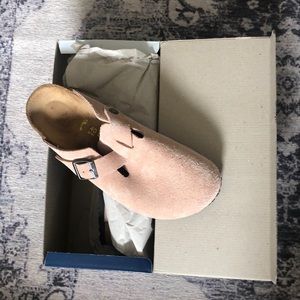 Birkenstock Boston Leather Suede Pink Clog Sandals